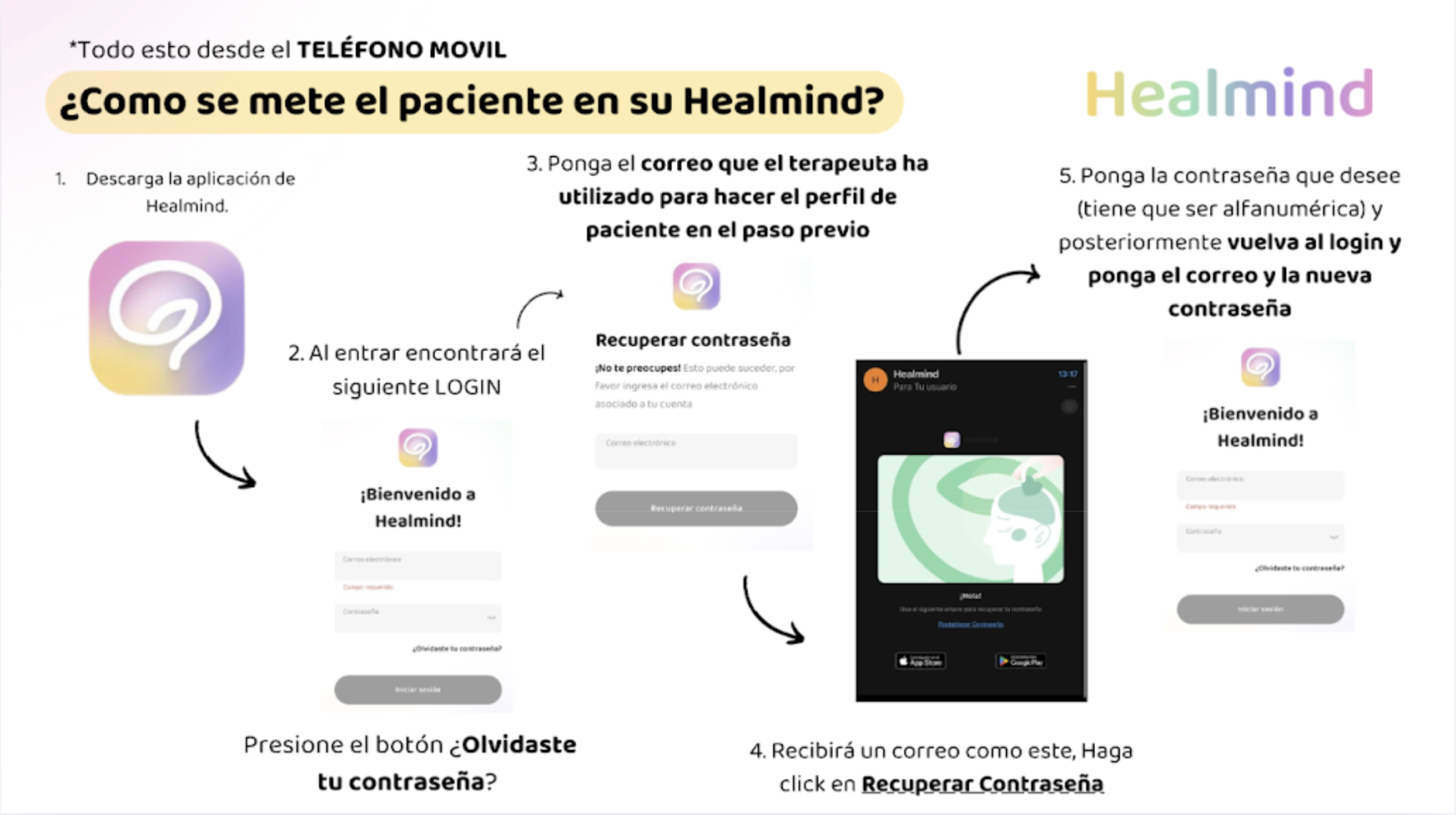 Proceso para conectar con paciente en Healmind